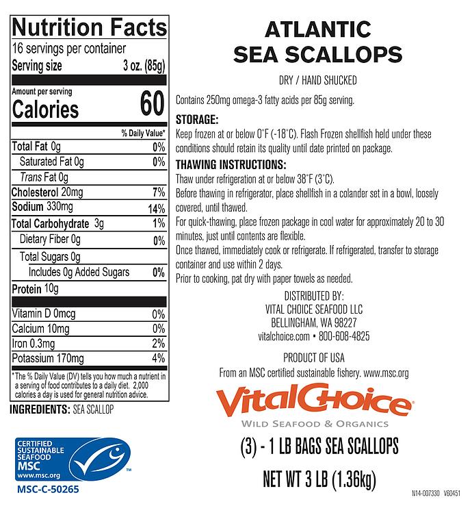 MSC Wild Atlantic Sea Scallops - 1 lb bags